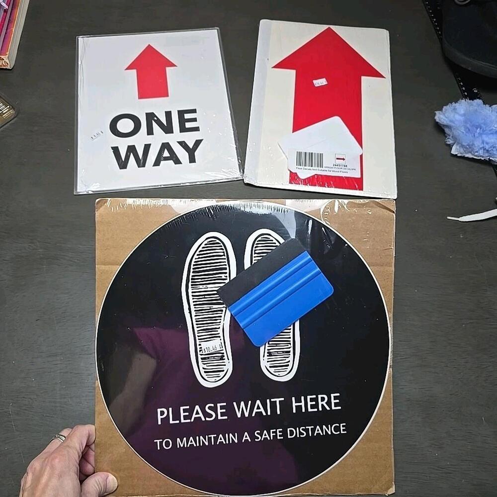 Arrow Vinyl Decal Sticker, Wait Here, Floor Decal Lot of 3 (5pk) Set